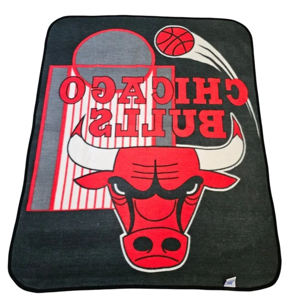 Chicago Bulls Blanket Retro 90s Thick Fleece Made In Spain ‎ 49x59